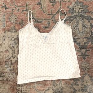 White + Pink heart print tank with bow and lace detail